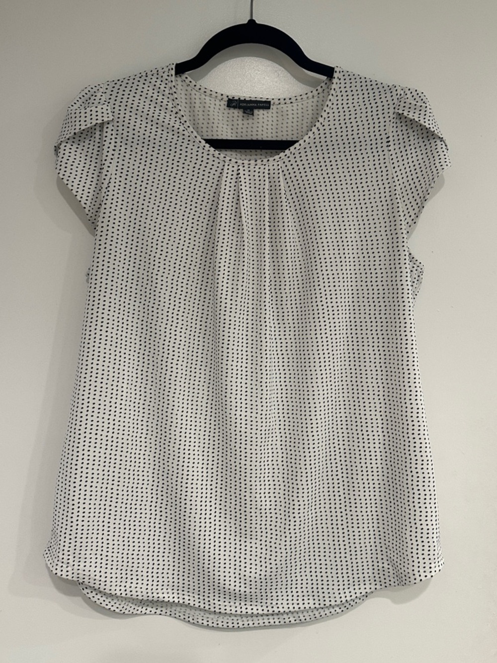 Adrianna Papell Ivory Blouse with Black Dot Print, size M
